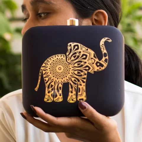 Elephant Themed Printed Clutch