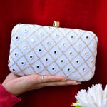 Checks Embroidery Rectangular Clutch