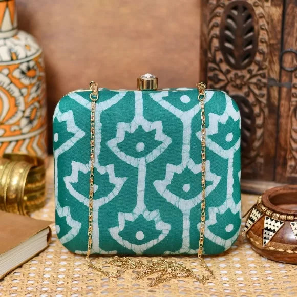 Batik Cotton Printed Box Clutch
