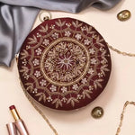 Golden Embroidery Round Clutch bag