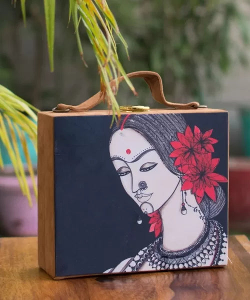 Indian Lady SuitcaseStyle Clutch