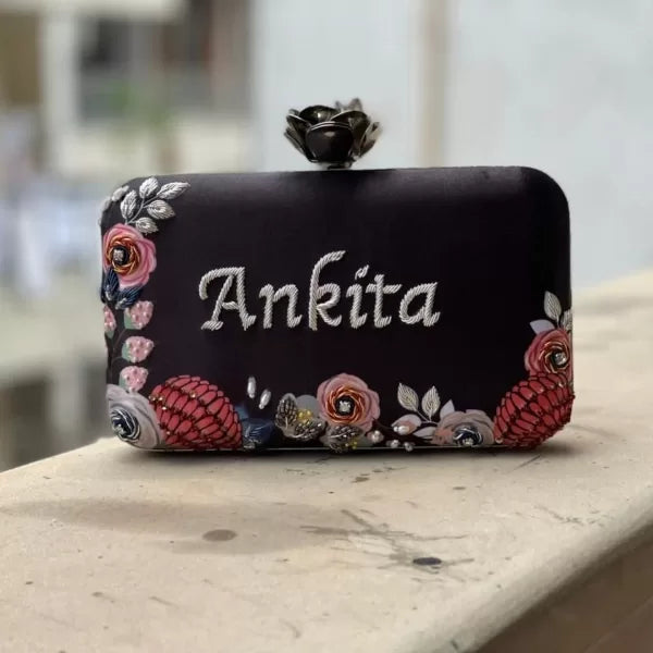 Customized Embroidery Clutch Rose Knob
