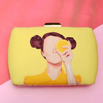 Yellow Rectangular Printed Clutch