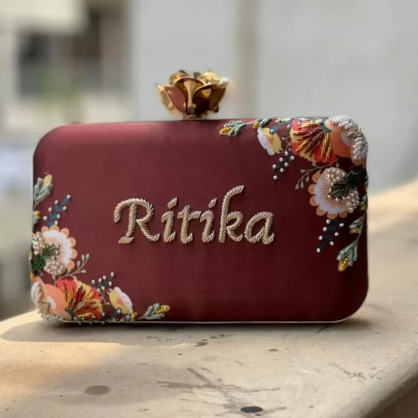 Customized Embroidery Clutch Rose Knob