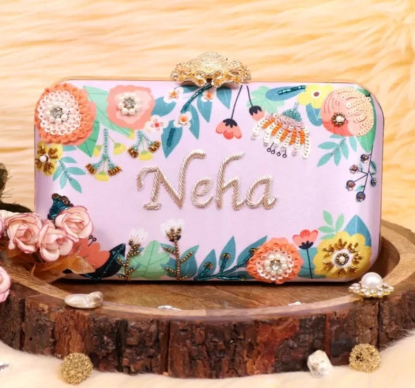 Minimal Customized Embroidery Clutch