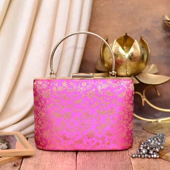 Brocade Design Ethnic Handle Clutch