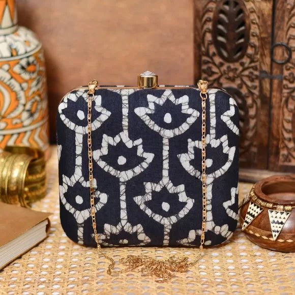 Batik Cotton Printed Box Clutch