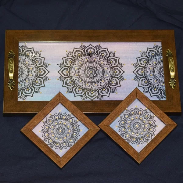 Lilac Mandala Tray Coaster set