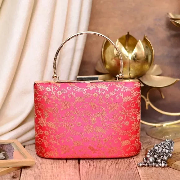 Brocade Design Ethnic Handle Clutch