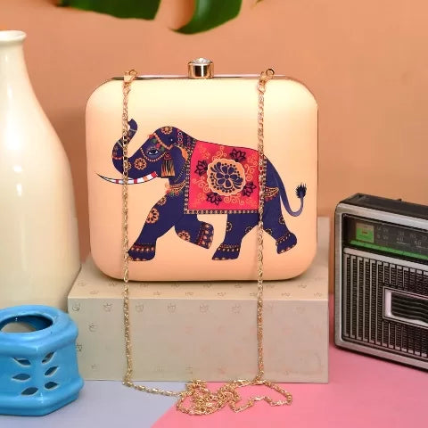 Elephant Themed Printed Clutch