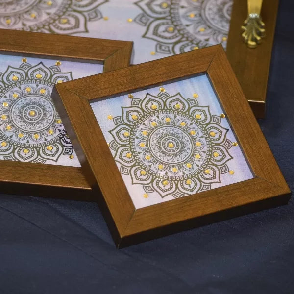 Lilac Mandala Tray Coaster set