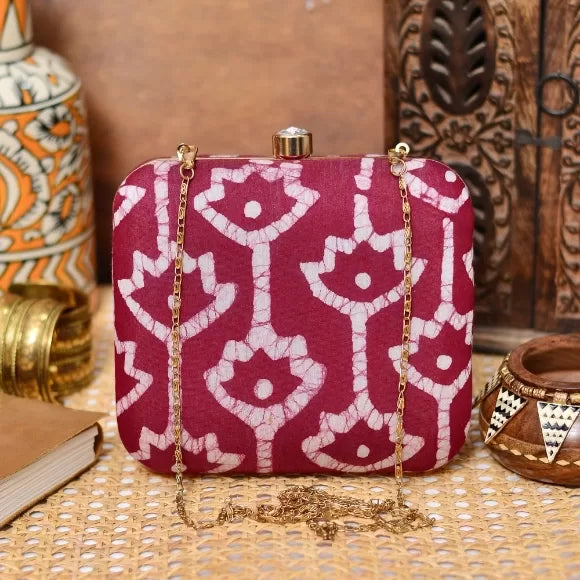 Batik Cotton Printed Box Clutch