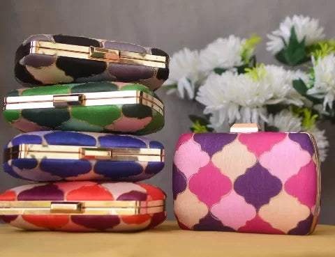 Colorful Zari Print Clutch