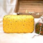 Golden Embroidery Rectangular Clutch