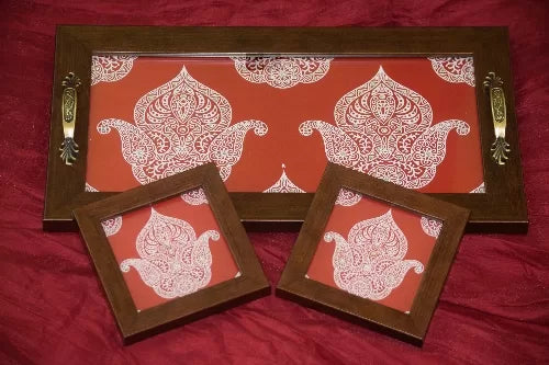 Flower Mandala Tray Coaster Set