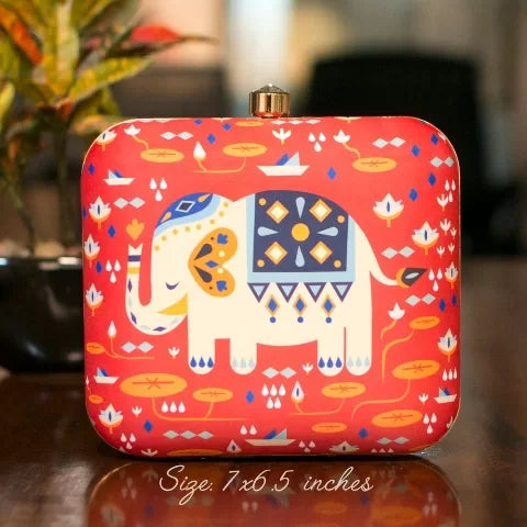 Elephant Themed Printed Clutch