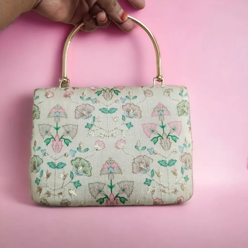 Pastel Ethnic Handle Clutch