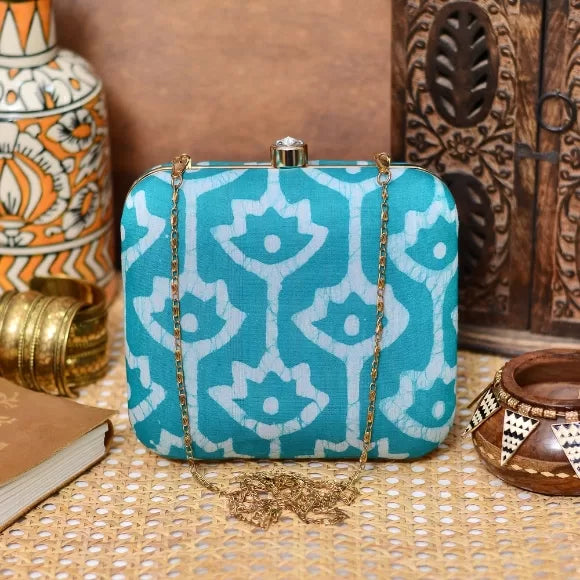 Batik Cotton Printed Box Clutch
