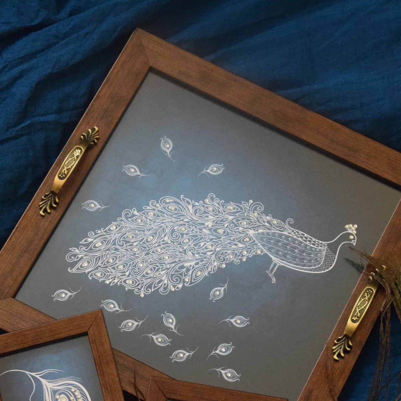 Peacock Tray and Coasters