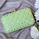 Checks Embroidery Rectangular Clutch