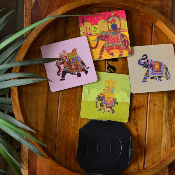 Elephant Printed coasters set of 4