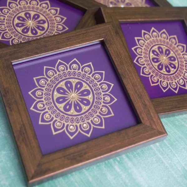 Lavender Coasters designed with kundan