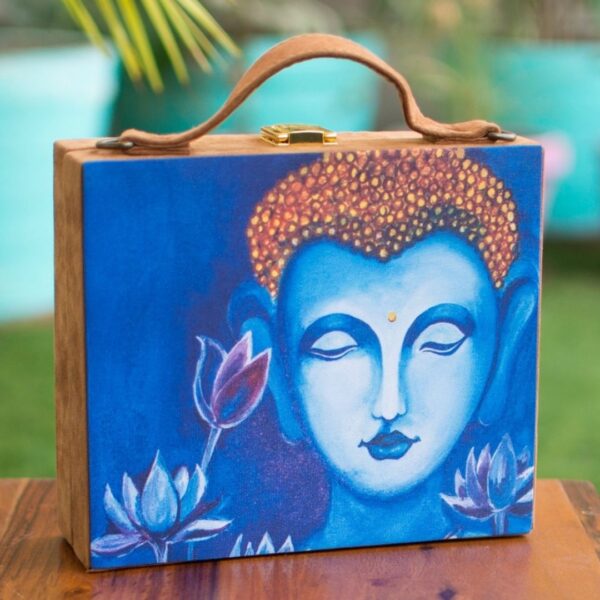 Suitcase Style Clutch in Buddha Print