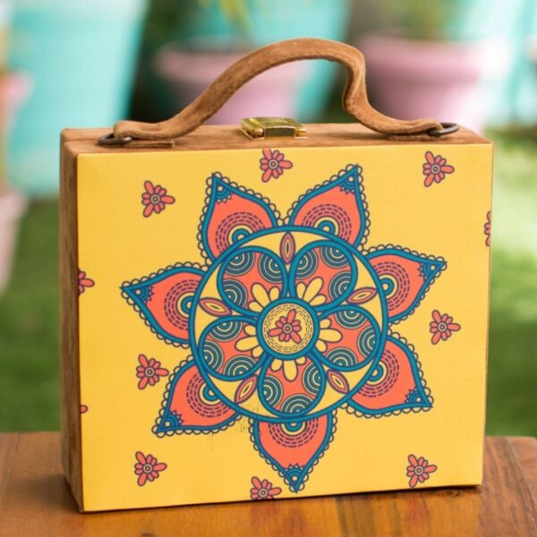 Suitcase Style Clutch in Mandala Art