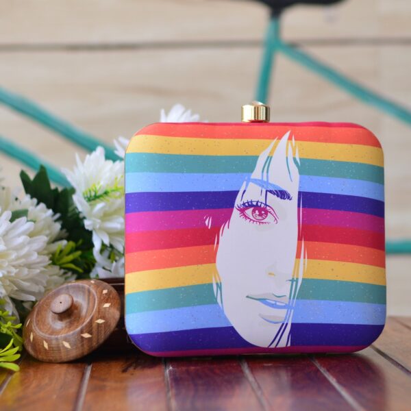 Rainbow Printed Clutch