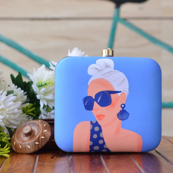 Blue Lady Printed clutch