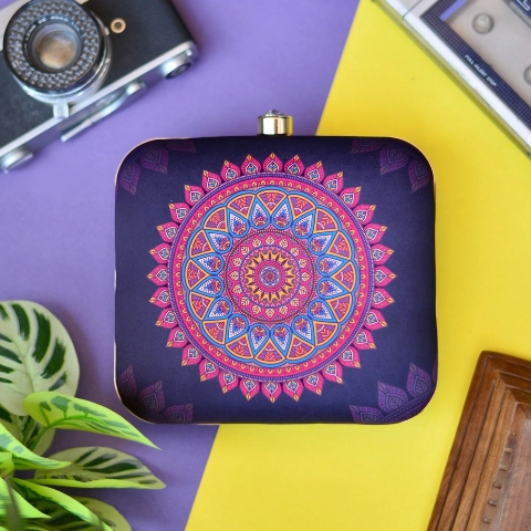 Multicolor Mandala Printed Clutch