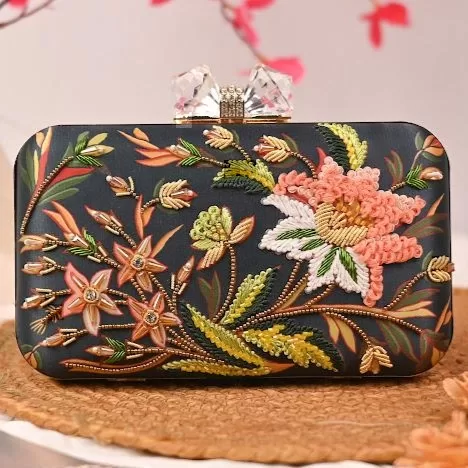 Floral Embroidery Highlight Clutch