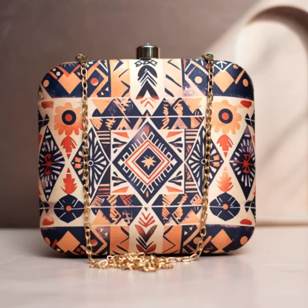 Geometric Abstract Printed Clutch