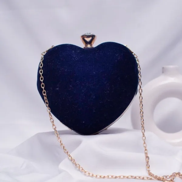 Heart Suede Clutch Blue