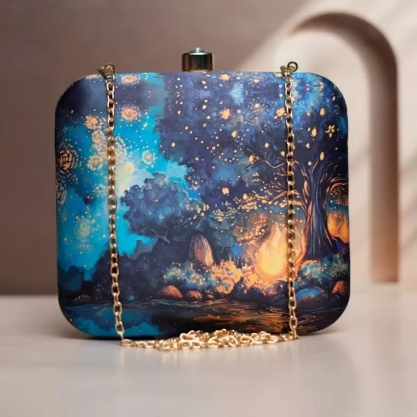 Midnight Sky Printed Clutch