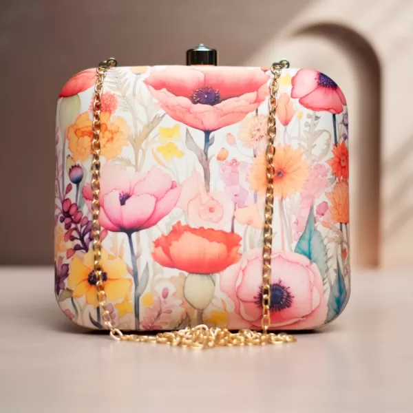 Pastel Bloom Printed Clutch