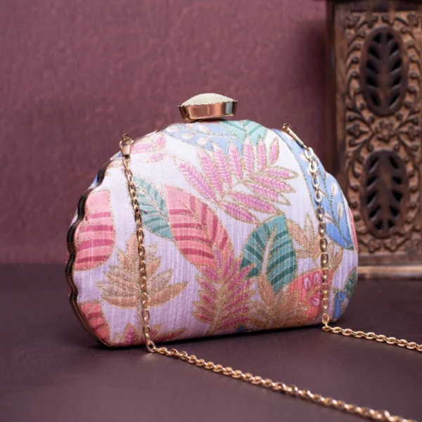 Pastel Leaf DShape Clutch