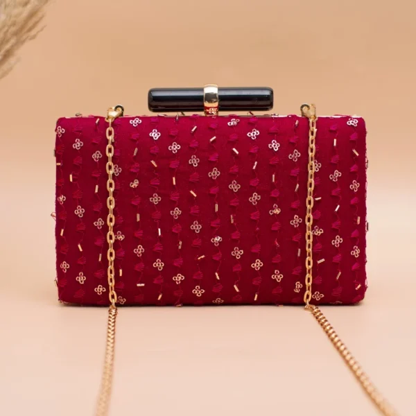 Grace Designer Clutch Maroon