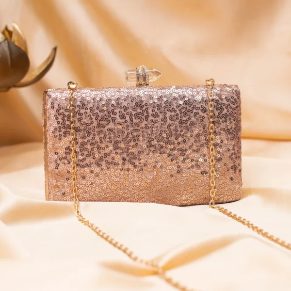 Radiance Sequin Clutch Rose gold