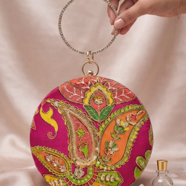 Multicolor Embroidery Bangle Clutch 1
