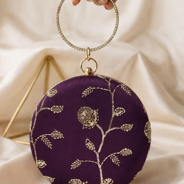 Ethnic Floral Bangle Clutch Purple