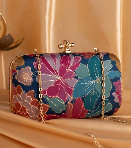 Embroidered Floral Designer Clutch 1